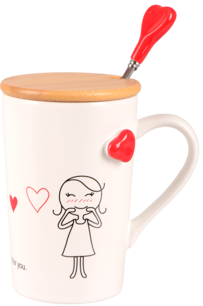 Чашка LED LOVE IS D 360 мл з бамбуковою кришкою та ложкою в коробці B060498, фото 1