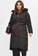 Подовжена жіноча зимова куртка чорного кольору Fashion 5618 XL, розміри від M до 2XL.