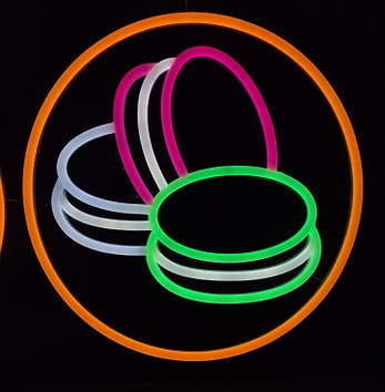 Вивіска для кав'ярні кругла 30 см з USB-шнуром Жовто-блакитна Різнобарвний