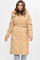 Пальто жіноче відмінне зимове Fashion 5609 XL, розміри S-XL, бежевий - матеріал, розмір, призначення, бренд.