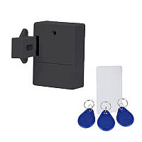 Електронний прихований RFID замок чорного кольору KINGNEED ST03B з 3 RFID ключами та картою для шаф і меблів
