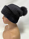 В'язана шапка з хутра норки "Соти" Графіт, фото 10