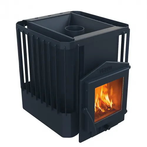 Дров'яна піч-кам'янка для лазні VESUVI Ребро 15 м³ без виносу, дверцята 315×315, зі склом, фото 1