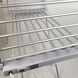 Сушарка для одягу електрична з підігрівом та боковими крилами 230Вт, алюмінієва підлогова розкладна електросушарка, SH-230, фото 9