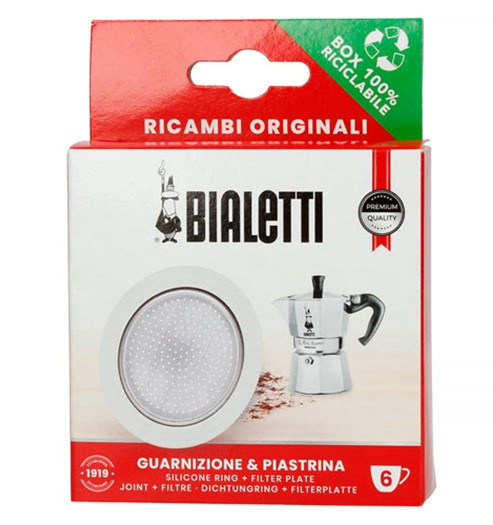 Набір Bialetti 6 cup, ущільнювач + фільтр для гейзерної кавоварки