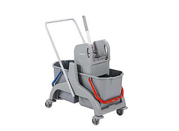 Візок із пласт. рамою: 2 відра 18 л., сірі, прес для віджиму