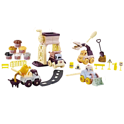 Захоплюючий набір для дитячої творчості Будівельний майданчик Тісто для ліплення 6 кольорів 4 машинки конструктори аксесуари