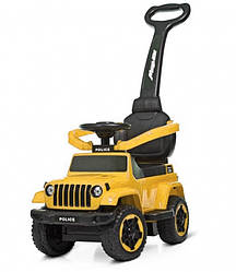Каталка толокар для дітей з батьківською ручкою 2 в 1 Spoko SP-219 машинка каталка з ручкою колір жовтий