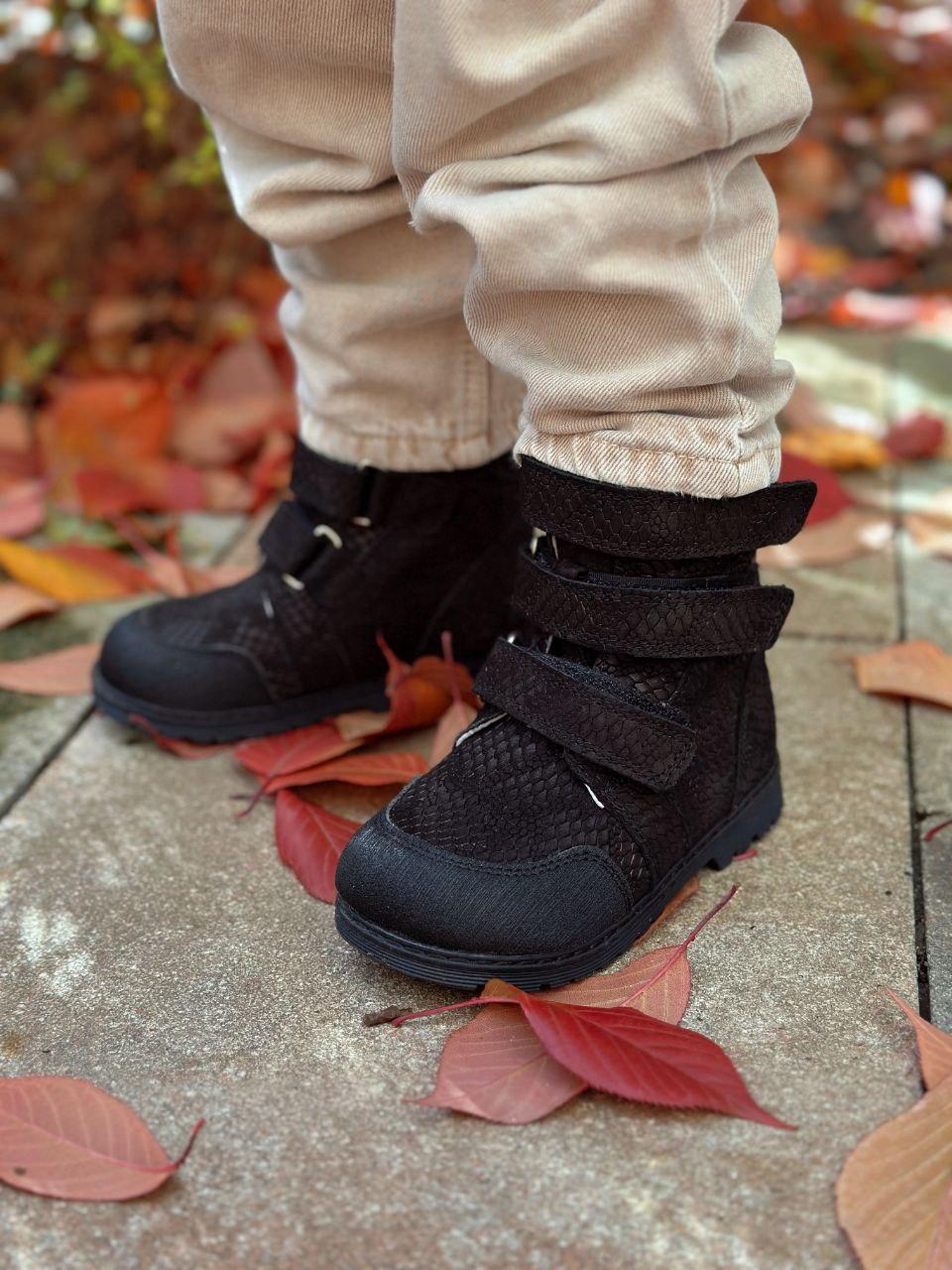 Дитячі утеплені підліткові ортопедичні демісезонні черевики на липучках 35 р, фото 1