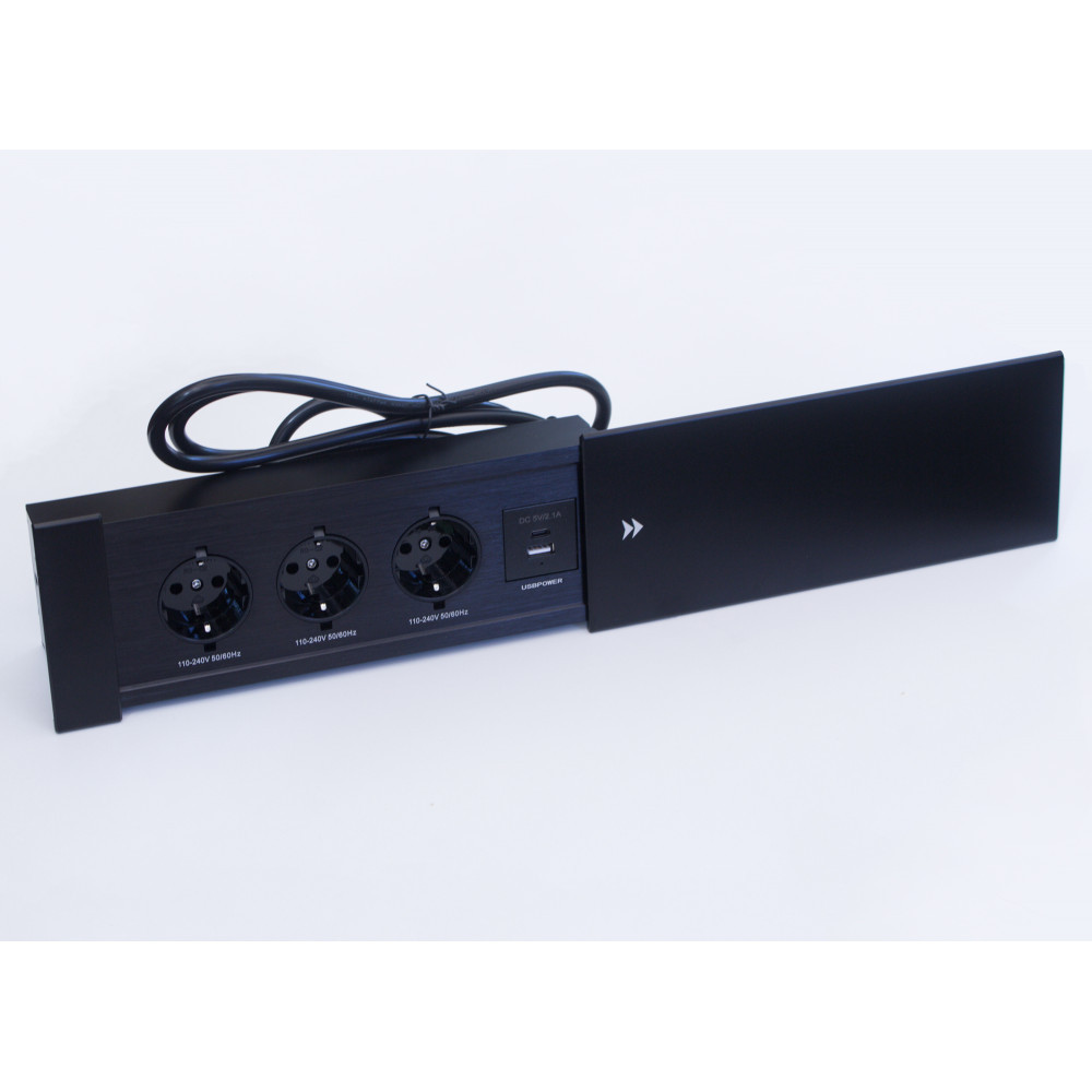 Настільна розетка 280x100 одностороння Loft Design чорна, фото 1