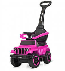 Каталка толокар для дітей з батьківською ручкою 2 в 1 Spoko SP-219 машинка каталка з ручкою для дівчинки колір рожевий