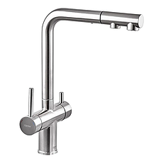 Кухонний змішувач на дві води Zerix LUX-024 з висувною лійкою (нерж. сталь) (ZX5555)