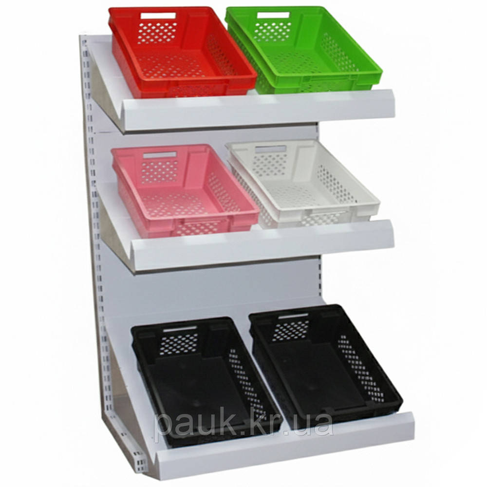 Овочевий стелаж 1900х1200 мм ТИП 1 приставний стелаж Рістел, стелаж торговий в магазин, стелаж з овочевими кошиками, фото 1