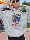 Жіноче стильне худі з принтом новорічного Стіча, фото 2