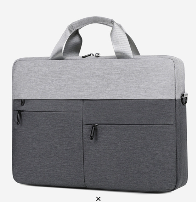 Сумка для ноутбука 15,6" сіра з 4 зовнішніми кишенями для аксесуарів та перегородкою на липучці з ременем через плече, фото 1