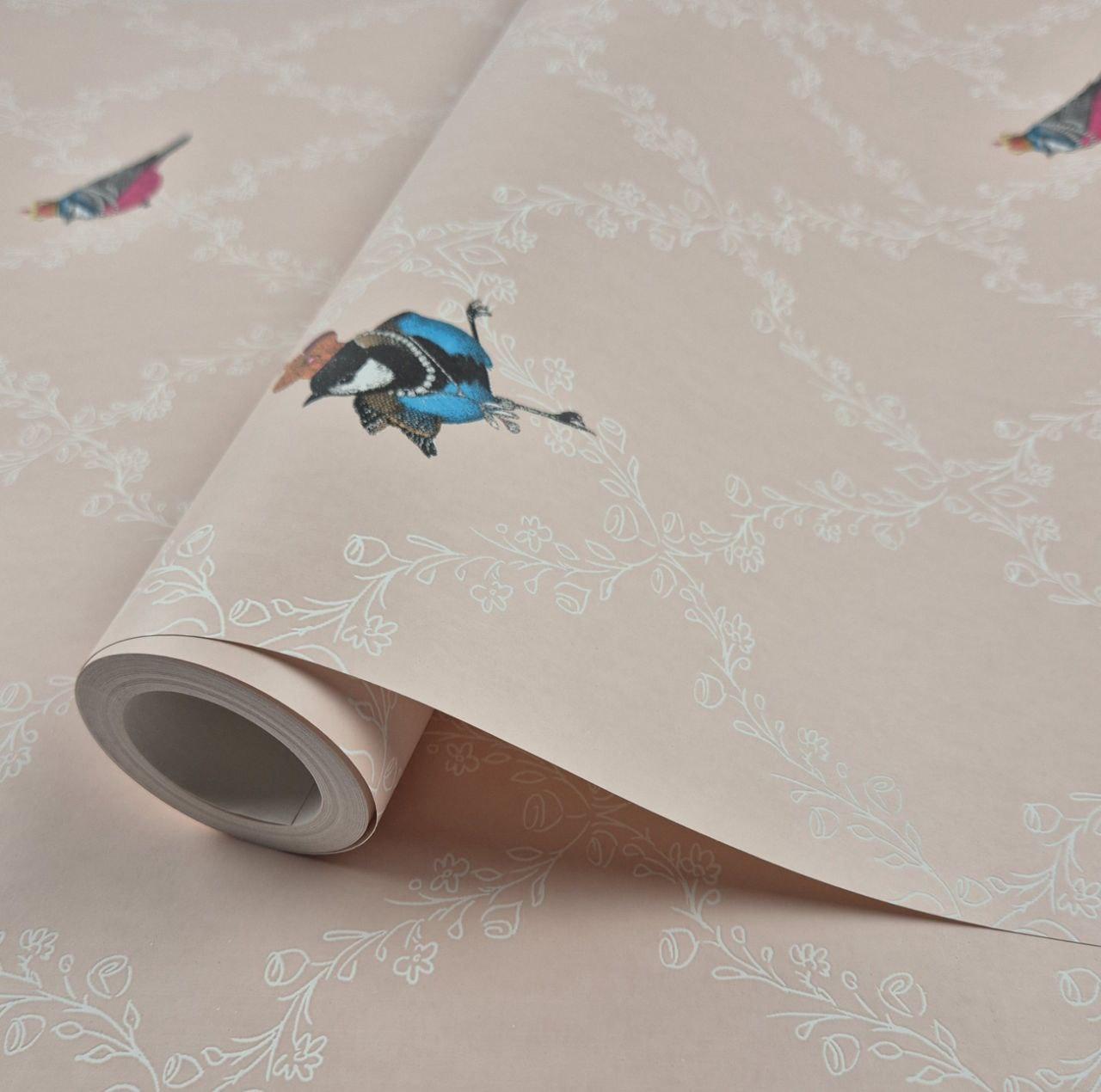 Шпалери вінілові на флізеліні 0.53 × 10.05 м Marburg 54112, рожеві — для спальні, вітальні, дитячої, фото 1