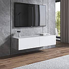 Тумба під телевізор підвісна 140см завширшки з 2 закритими полицями Сучасна тумба під ТВ із ЛДСП у спальню, фото 7