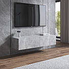 Тумба під телевізор підвісна 140см завширшки з 2 закритими полицями Сучасна тумба під ТВ із ЛДСП у спальню, фото 3