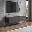 Тумба під телевізор підвісна 140см завширшки з 2 закритими полицями Сучасна тумба під ТВ із ЛДСП у спальню, фото 5