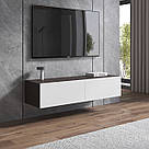 Тумба під телевізор підвісна 140см завширшки з 2 закритими полицями Сучасна тумба під ТВ із ЛДСП у спальню, фото 9