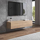 Тумба під телевізор підвісна 140см завширшки з 2 закритими полицями Сучасна тумба під ТВ із ЛДСП у спальню, фото 4