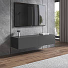 Тумба під телевізор підвісна 140см завширшки з 2 закритими полицями Сучасна тумба під ТВ із ЛДСП у спальню, фото 6