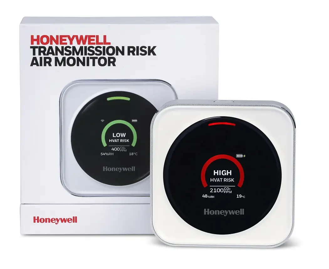 Honeywell HTRAM-V1-W - Монітор якості повітря, аналізатор ризику передачі вірусів у повітрі, детектор CO, температури та вологості, фото 1