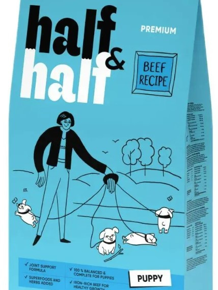 Half&Half Puppy корм для щенков с говядиной 1 кг