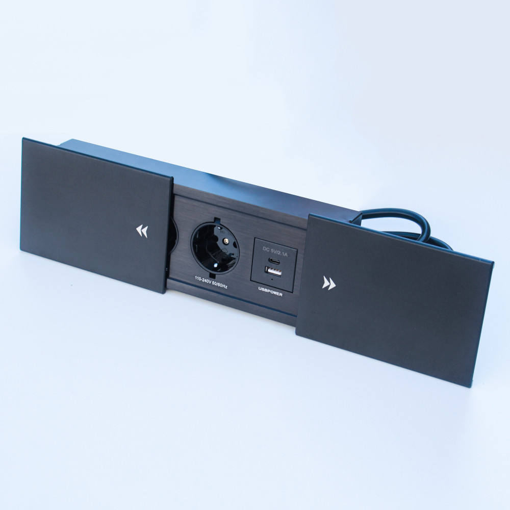 Настільна розетка 280x100 двостороння Loft Design чорна, фото 1