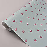 Шпалери вінілові на флізеліні 0.53 × 10.05 м Marburg 54108, блакитні з рожевими кульками — для дитячої, спальні, вітальні, фото 2