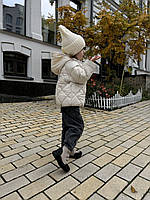 Дитячі зимові бежеві шкіряні ортопедичні черевики з супінатором 22 розмір, фото 4