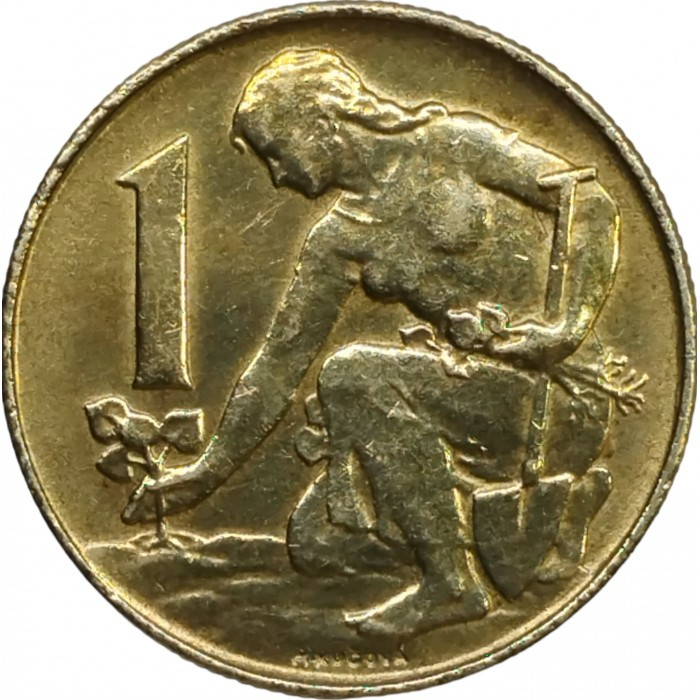 Монета Чехословаччини 1 крона 1991-92 рр, фото 1