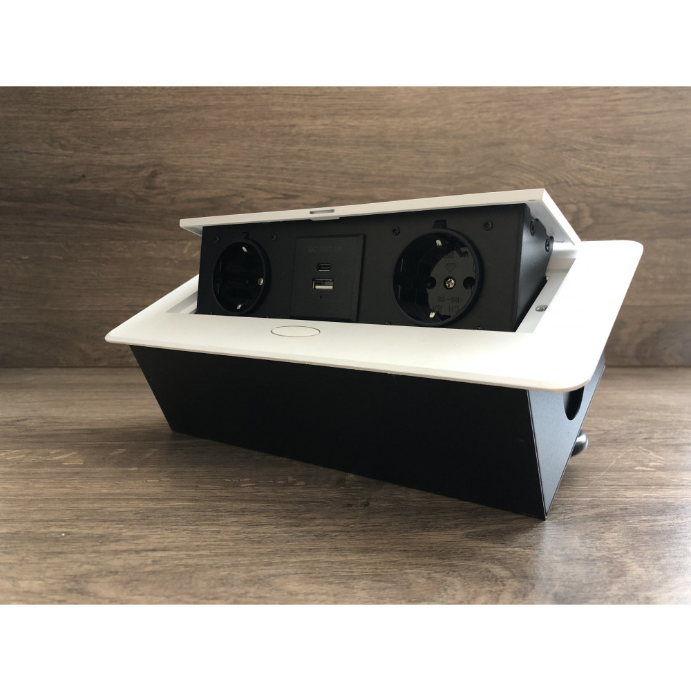 Настільна розетка 2R+USB+Type-C біла, фото 1