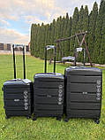 Валіза дорожня МАЛА (ручна поклажа) 55x39x21см 38л на 4х подвійних колесах WINGS HWF03 S ЧОРНА, фото 10