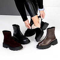 Зимние ботинки женские на молнии замшевые и кожаные 36-40