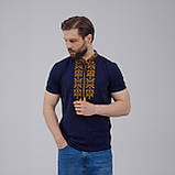 Чоловіча футболка з вишивкою Тризуб на синьому, фото 5