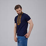 Чоловіча футболка з вишивкою Тризуб на синьому, фото 7