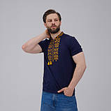 Чоловіча футболка з вишивкою Тризуб на синьому, фото 4