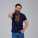 Чоловіча футболка з вишивкою Тризуб на синьому, фото 2