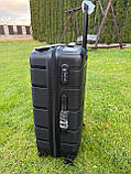 Валіза дорожня СЕРЕДНЯ 66x44x25см 63л на 4х подвійних колесах WINGS HWF03 M ЧОРНА, фото 4