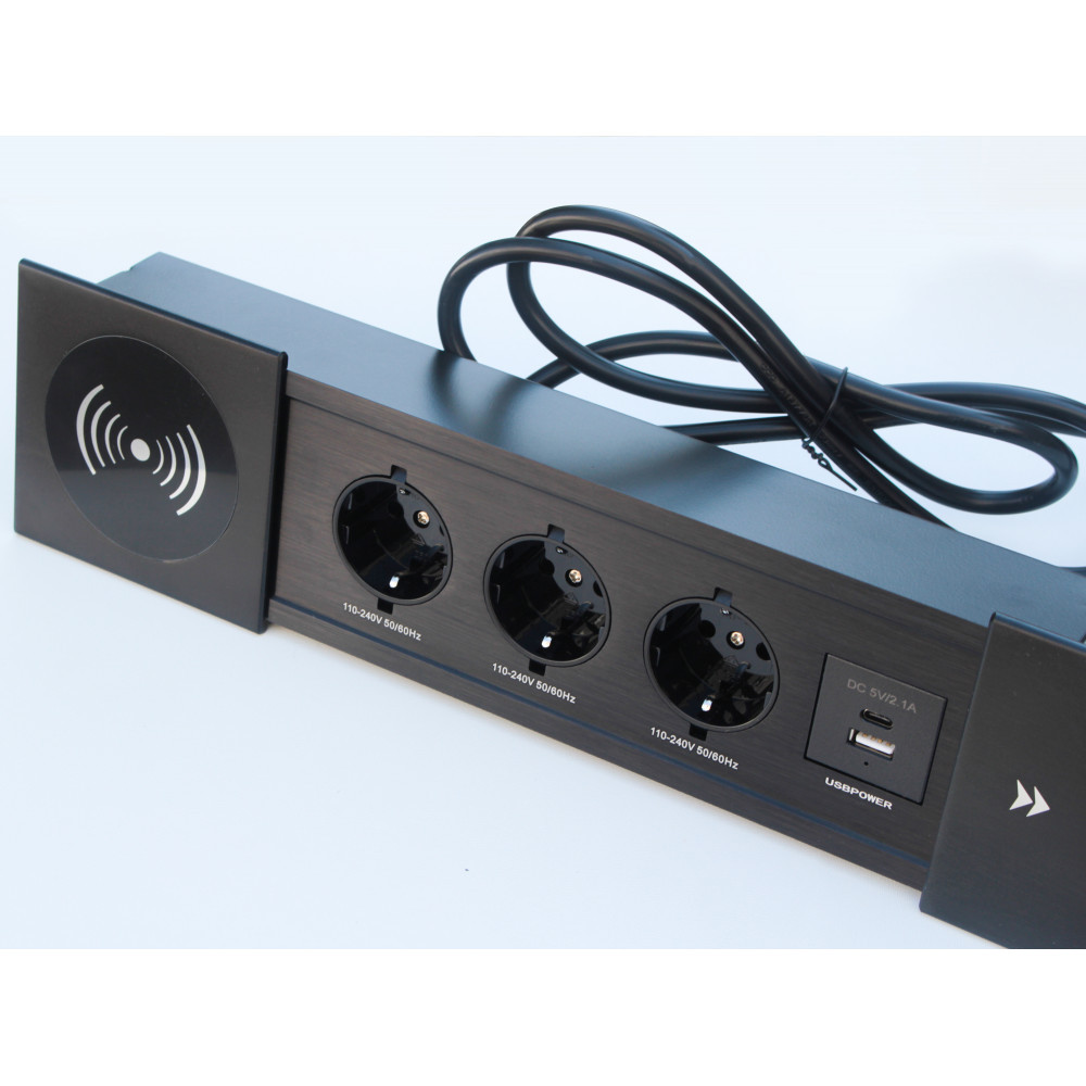 Настільна розетка з бездротовою зарядкою 350x100 Loft Design, фото 1