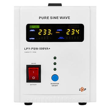 0,350кВт Джерело безперебійного живлення 12V, 5A/10A, LPY-PSW-500VA+ / ДБЖ з правильною синусоїдою / Перетворювач напруги