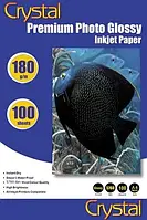 Фотопапір Crystal, глянсовий, A4, 180 г/м², 100 арк (GL-A4-180-100)