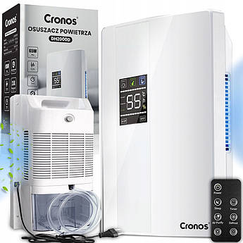 Осушувач повітря білий Cronos 65 Вт 1.8л осушувач для кімнат із високою вологістю