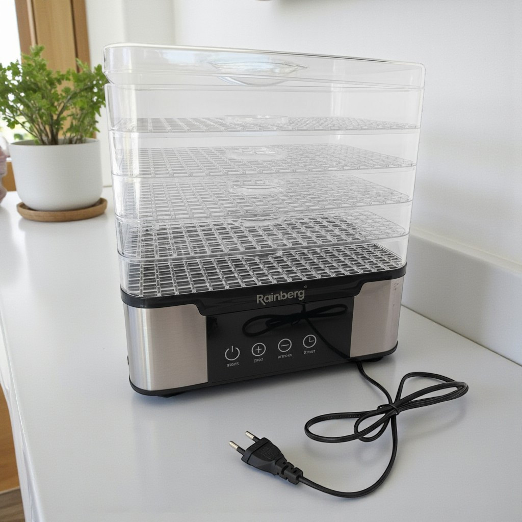 Дегідратор Сушилка для овочів та фруктів 1000 Вт з 5 прозорими піддонами з таймером автовимкненням, фото 1