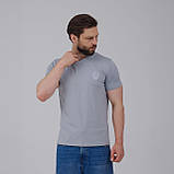 Футболка чоловіча сіра з V-вирізом "Тризуб" сіра вишивка, фото 4