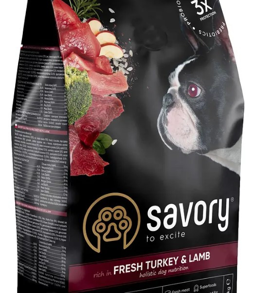 Savory Small Breed rich in Fresh Turkey and Lamb 400г для собак дрібних порід (індичка — 48%, ягня — 5%)