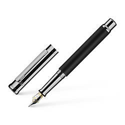 Ручка перова OttoHutt серії Design 04 Fountain Pen Frosted Black Ruthenium, корпус чорний / рутеній, перо F (0,5 мм), 954101
