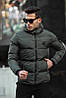Чоловіча зимова куртка пуховик Stone Island хакі з капюшоном Стон Айленд молодіжна тепла коротка, фото 2