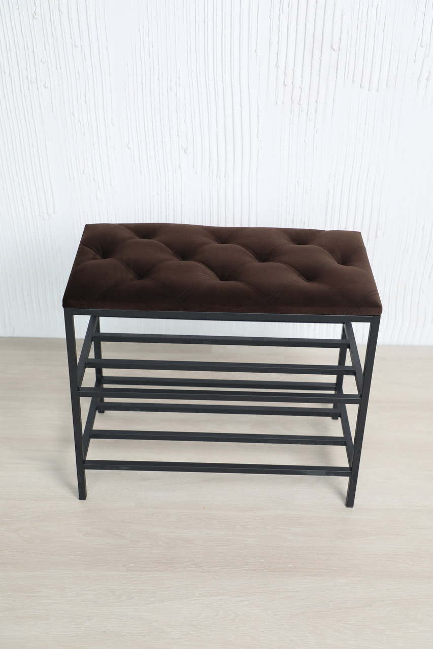 Банкетка для взуття Лофт 60 см Темно коричневий, Арт.67424